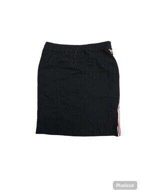Black Pencil Skirt with Red and White Side Stripes
